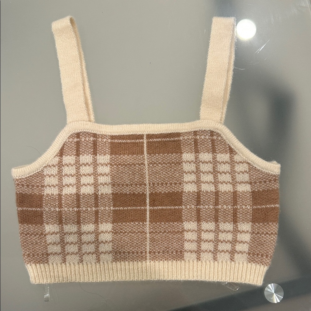 Plaid Knit Crop Top